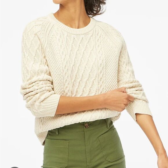 J. Crew Sweaters - J Crew Cotton cable-knit crewneck sweater Women’s Size S Cotton Fisherman Core
